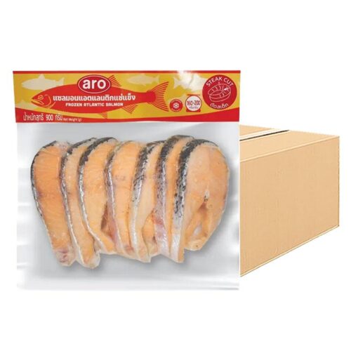 เอโร่ แซลมอนแอตแลนติกสเต็กแช่แข็ง 900 ก. (120-160 ก./ชิ้น) x 10