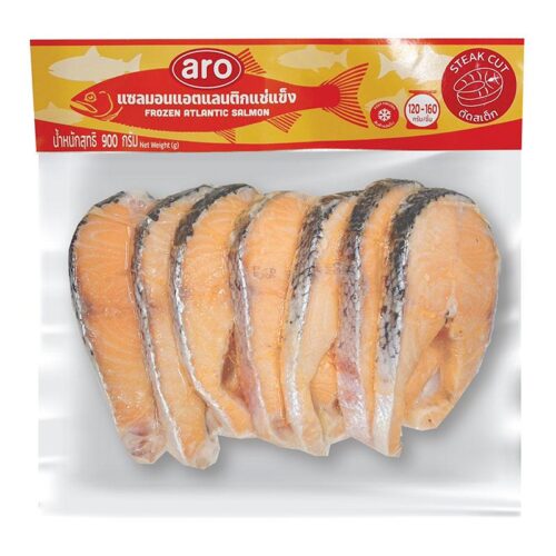 เอโร่ แซลมอนแอตแลนติกสเต็กแช่แข็ง (120-160 ก./ชิ้น) 900 ก.