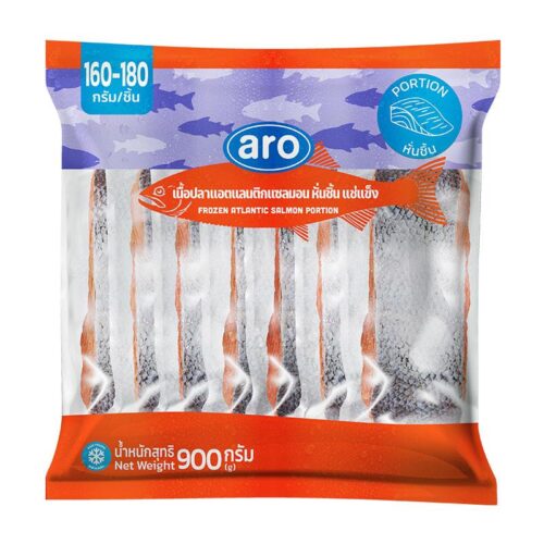 เอโร่ แซลมอนหั่นชิ้นแช่แข็ง (160-180 ก./ชิ้น) 900 ก.