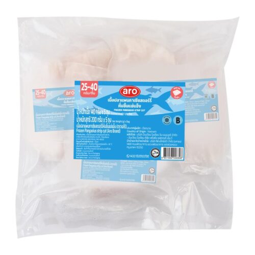 เอโร่ เนื้อปลาแพนกาเซียสหั่นชิ้นแช่แข็ง เกรด B 25-40 ตัว 1 กก. (200 ก. X 5)