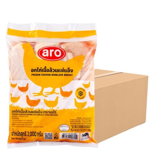 เอโร่ อกไก่เนื้อล้วนติดหนังแช่แข็ง 1 ลัง (2 กก. x 6)