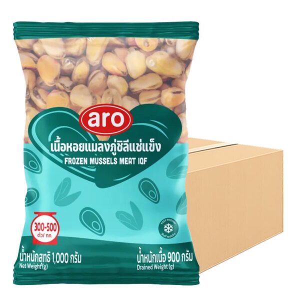 เอโร่ เนื้อหอยแมลงภู่ชิลีแช่แข็ง 300-500 ตัว/กก. ยกลัง 1 กก. x 10