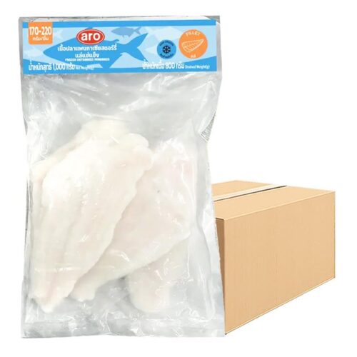 เอโร่ เนื้อปลาแพนกาเซียสแล่แช่แข็ง 170-220 ก./ชิ้น (UNTRIMMED) ยกลัง 1 กก. X 10 แพ็ค