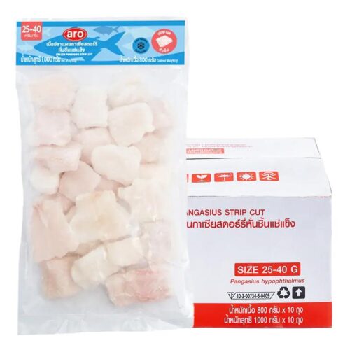 เอโร่ เนื้อปลาแพนกาเซียสหั่นชิ้นแช่แข็ง (25-40 ก./ชิ้น) 1 กก. x 10