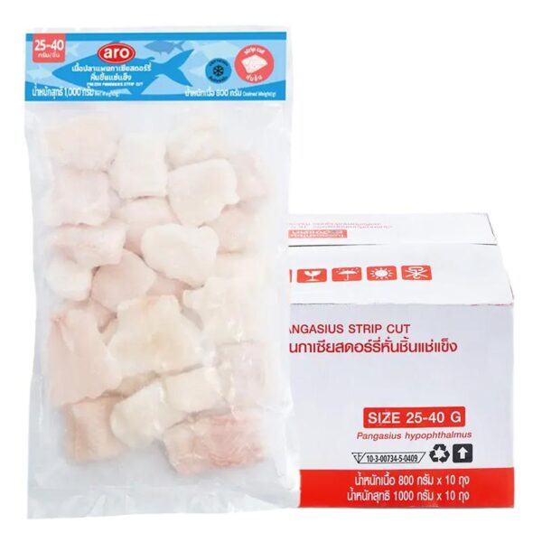 เอโร่ เนื้อปลาแพนกาเซียสหั่นชิ้นแช่แข็ง (25-40 ก./ชิ้น) 1 กก. x 10