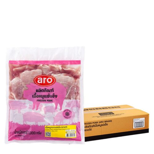 เอโร่ เนื้อหมูกระทะแช่แข็ง 4 มม. 1 ลัง (1 กก. X 10)
