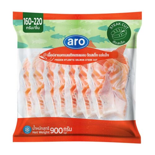 เอโร่ แซลมอนแอตแลนติกสเต็กแช่แข็ง (160-200 ก./ชิ้น) 900 ก.